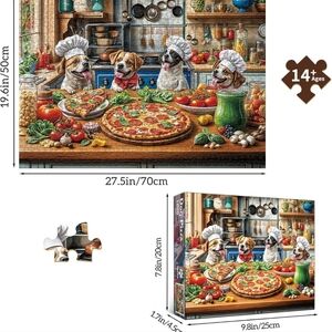 Funny Dog Pizza Jigsaw Puzzle, 1000 Piece Puzzle for Adults, Food Kitchen Puzzle